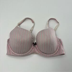 Victorias Secret Pink and White Striped Lined Demi Bra